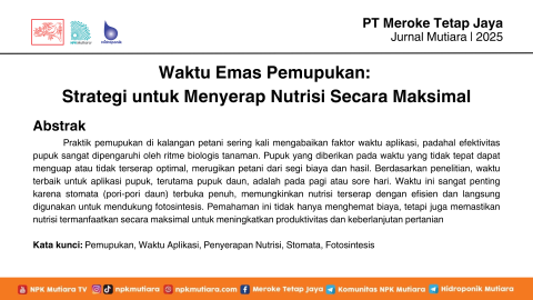 Waktu Emas Pemupukan: Strategi untuk Menyerap Nutrisi Secara Maksimal